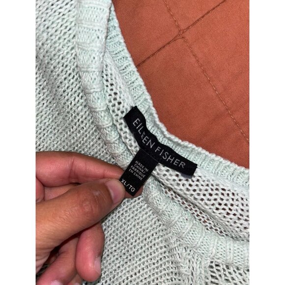 Eileen Fisher Linen XL Light Green Knit Sweater Relaxed Fit Breathable Fabric W - Picture 5 of 8